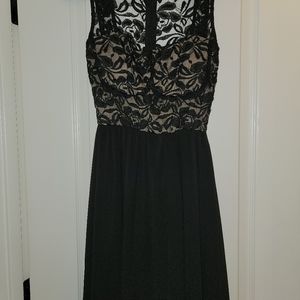 Black mini dress with black lace top